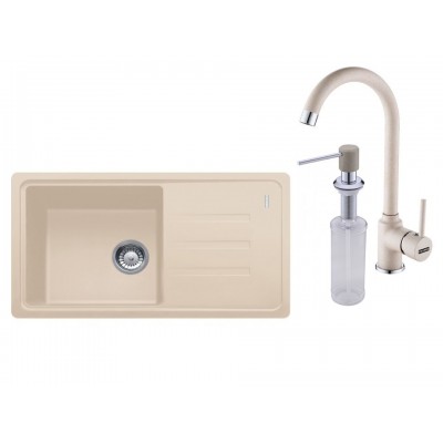 Pachet Franke D chiuveta fragranite BSG 611-78+ baterie Pola + dozator sapun avena